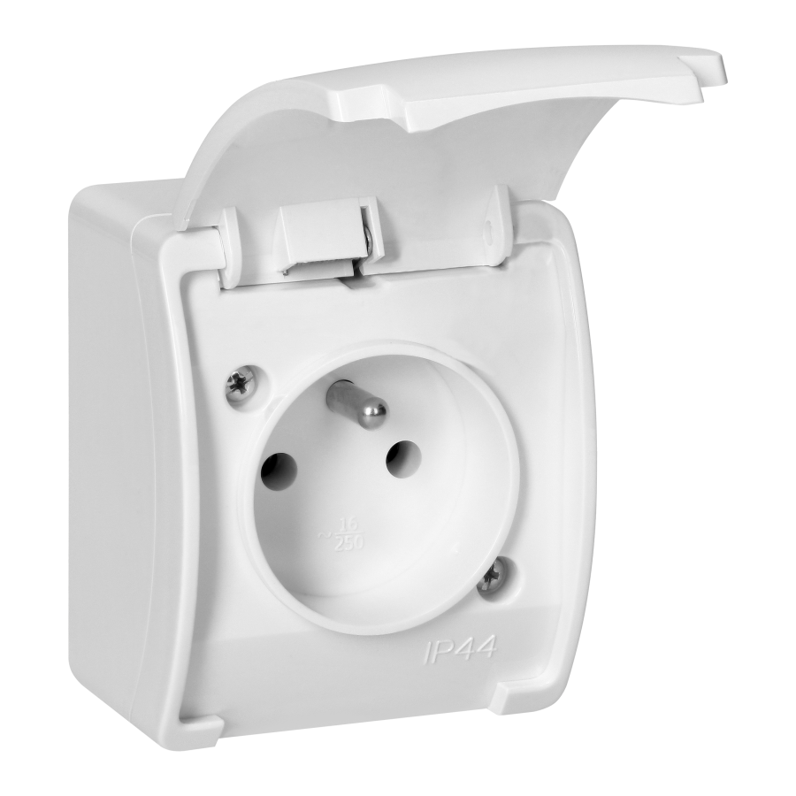 Single socket 2P+E AQUATIC IP44 white