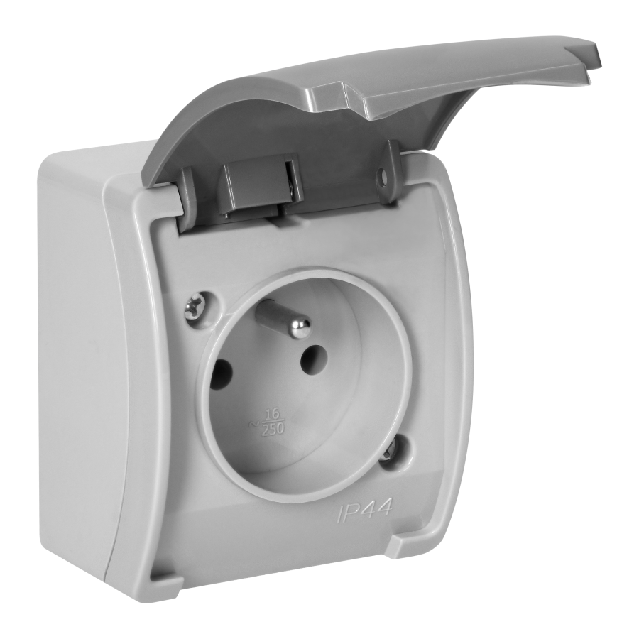 Single socket 2P+E AQUATIC IP44 grey-graphite