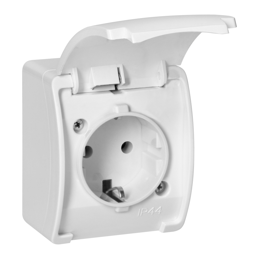 Single socket 2P+E Schuko AQUATIC IP44 white