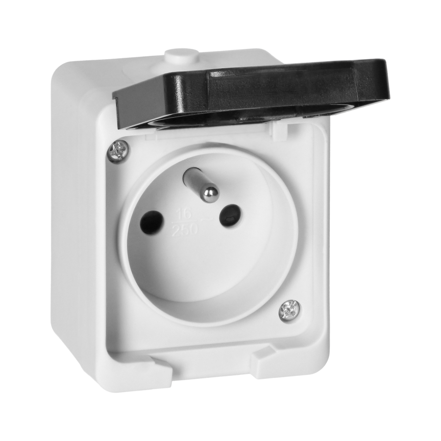 AQUATIC MINI IP54 Single socket 2P+E, white/black