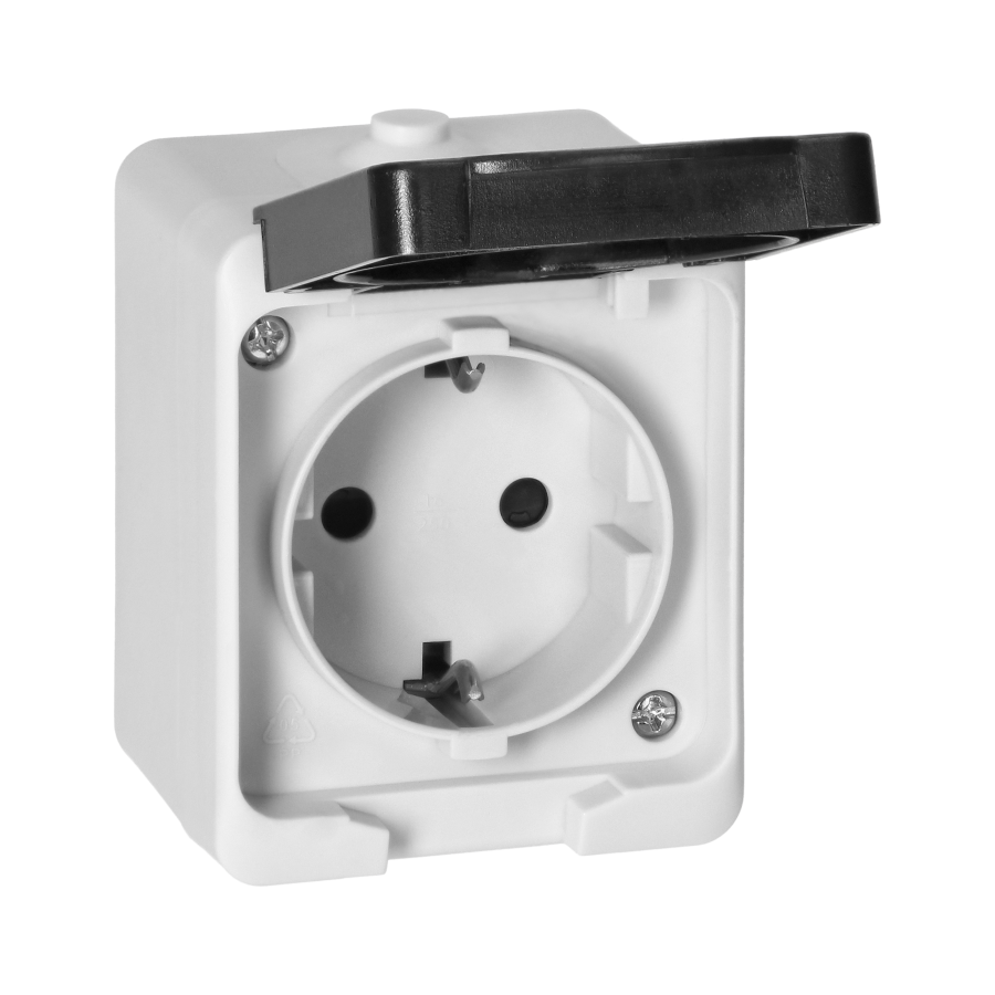 AQUATIC MINI IP54 Single socket 2P+E (Schuko), white/black