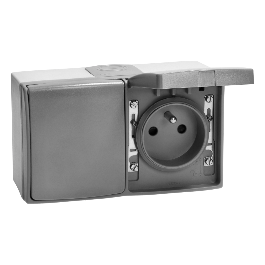 AQUATIC PRO IP 55 Double socket 2x2P+E, grey/graphite