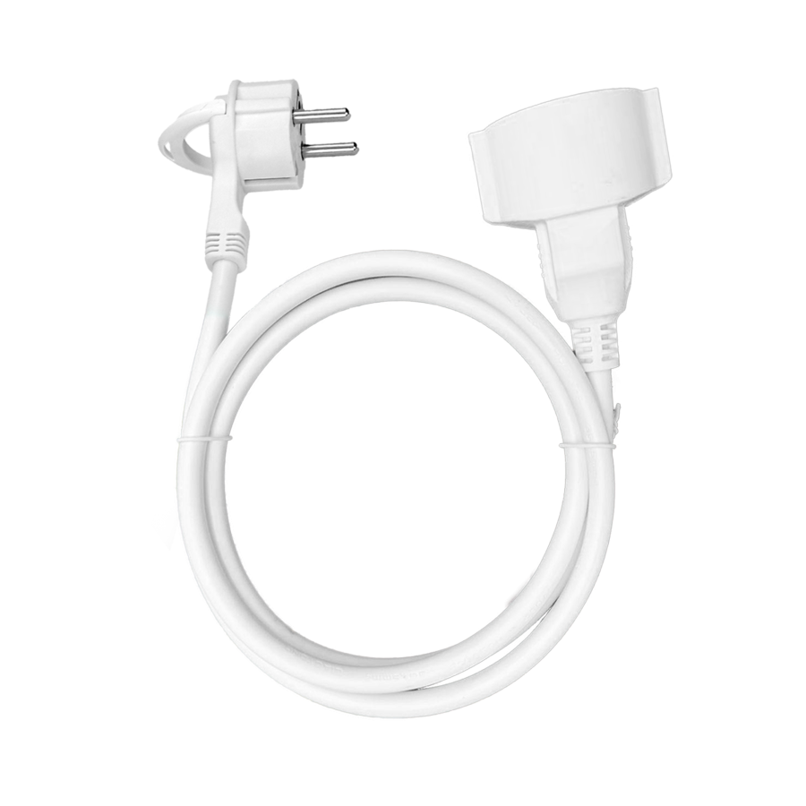 Extension cord with single socket 1x2P+Z schuko, a flat plug and PVC cable H05VV-F 3x1.5mm², 230VAC/16A, 1.5m long