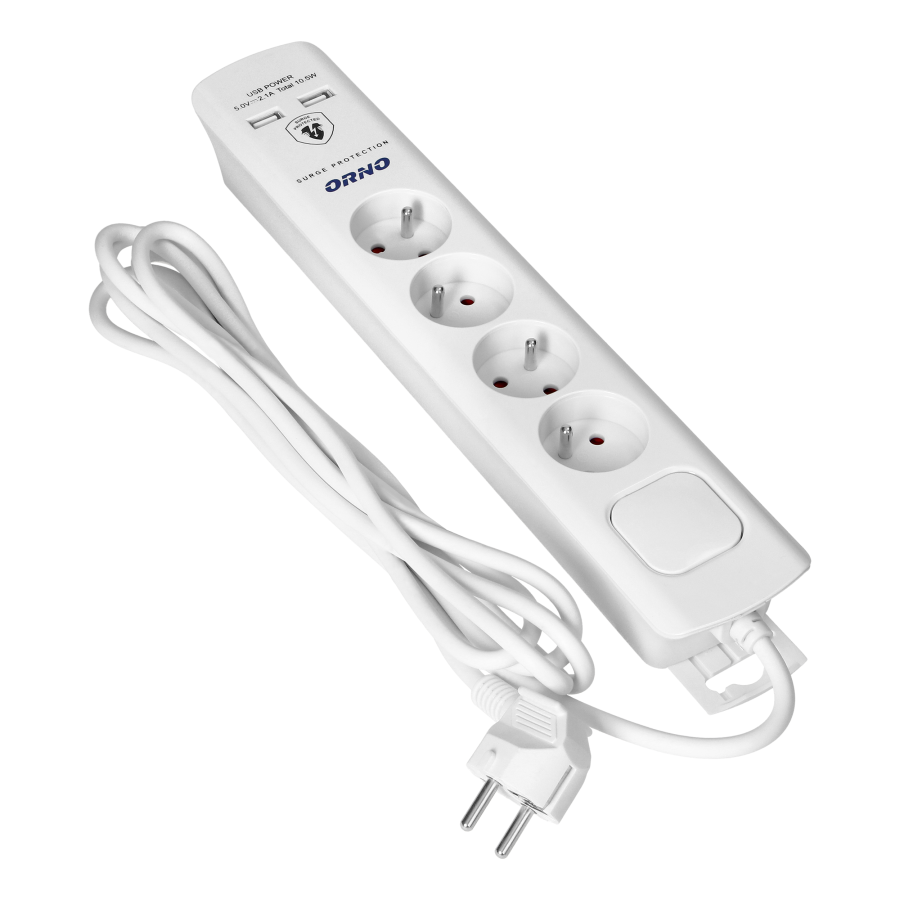 Power strip with surge protection, 4 sockets 2P+E, 3x1.0mm2 cable, 3m ...