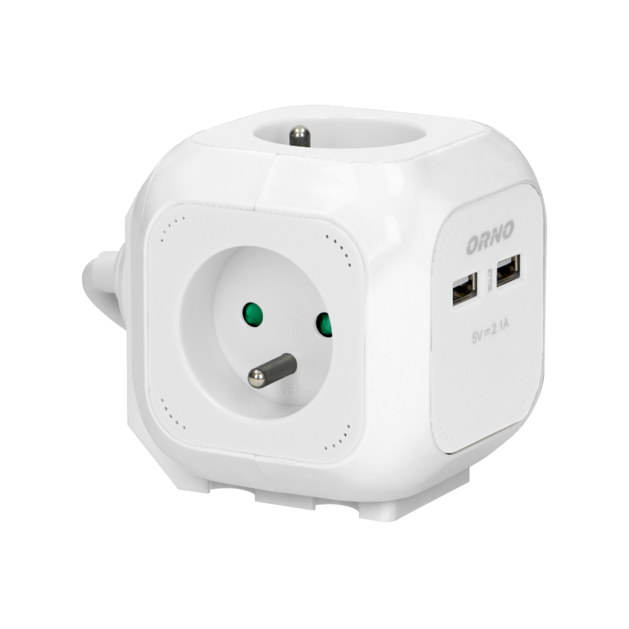 Extension sockets 4 x 2P+E, 2xUSB chargers, 1.4m H05VV-F 3x1mm2, white