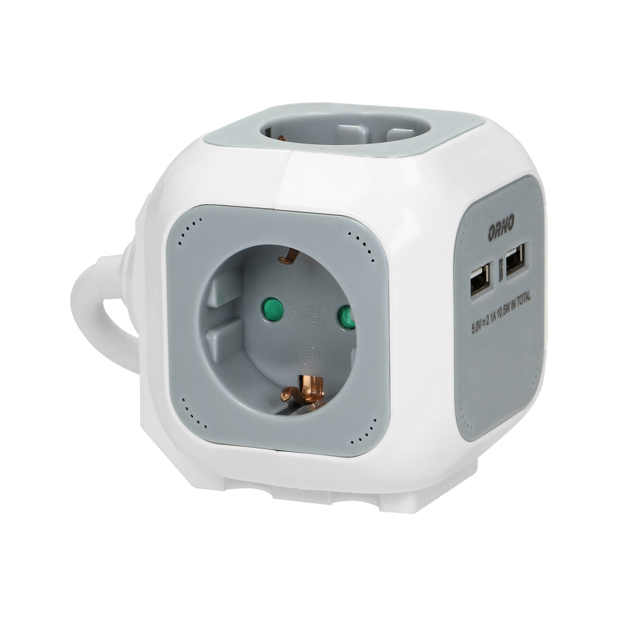 Extension sockets, 2 x USB, 4 x schuko sockets, 1.4 m cable