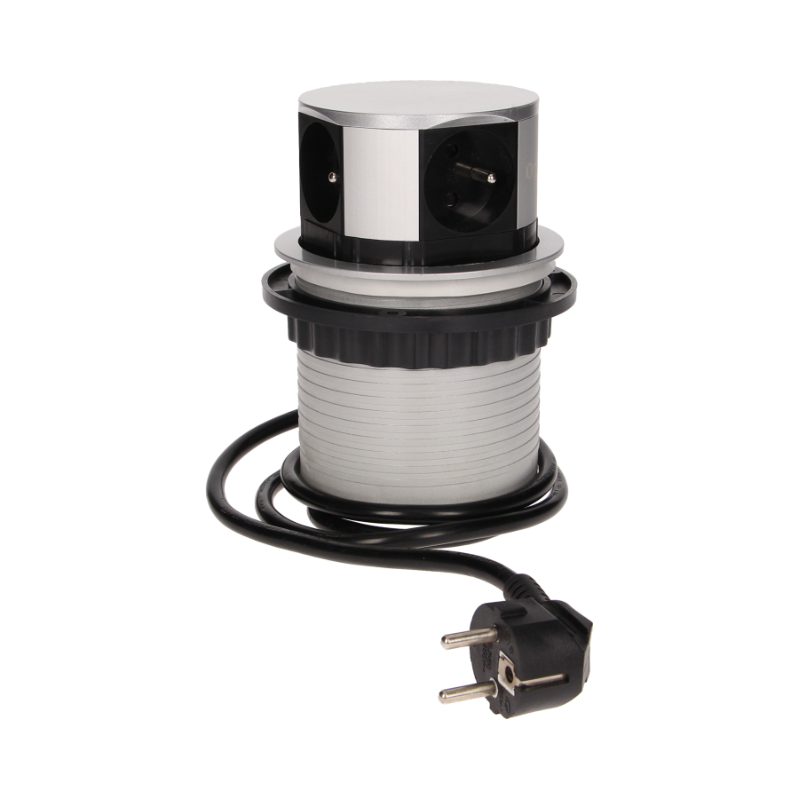 Flush-fitting furniture socket with 1.5m cable