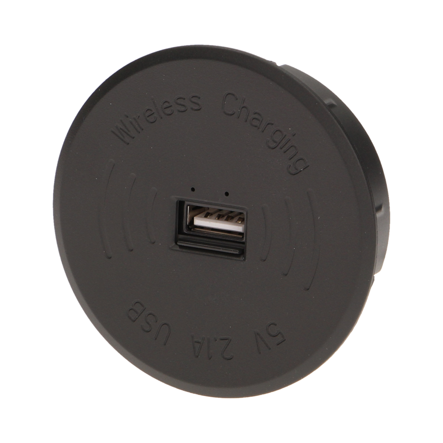 Wireless charger with an extra USB port, black