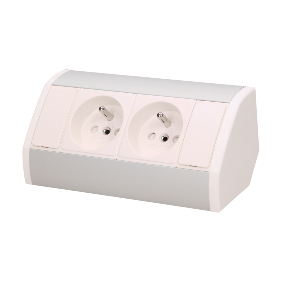 Furniture socket, silver-white