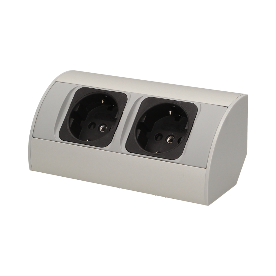 Under-cabinet electrical socket, grey, schuko