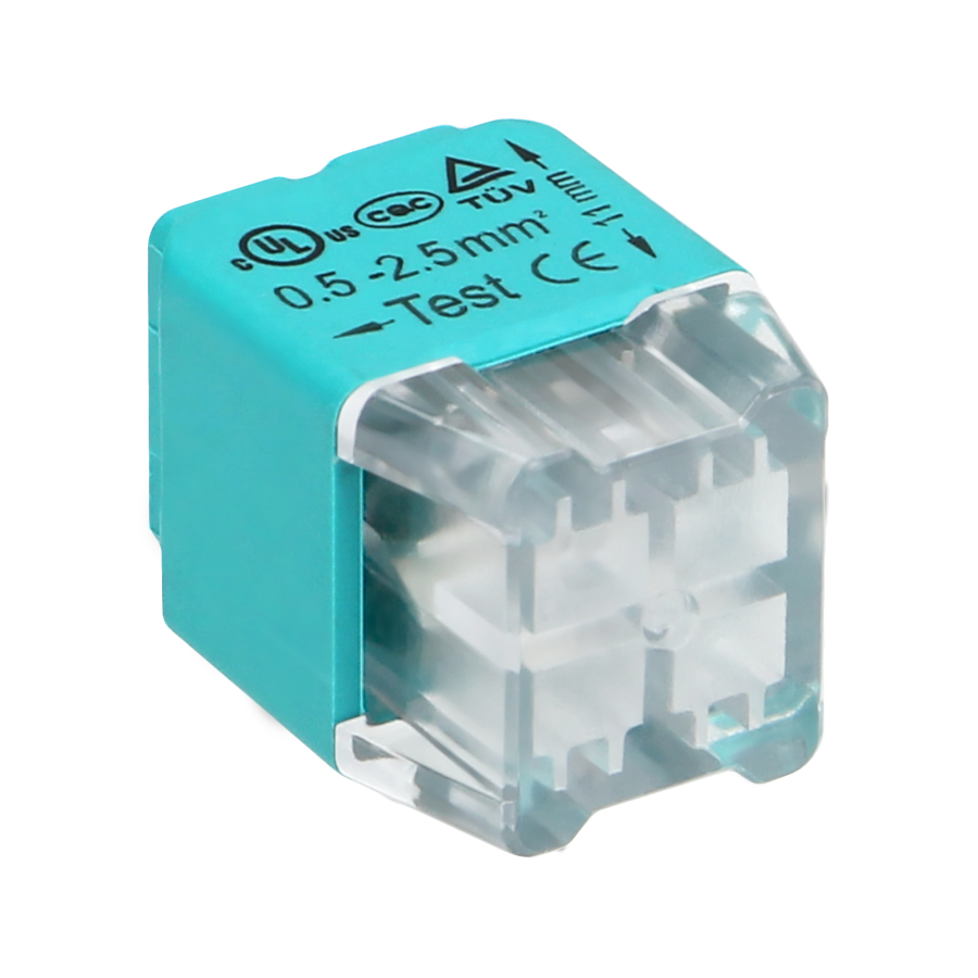 Installation push-in connector for 4 cables (rigid cable 0.75-2.5mm², IEC 300V/24A, blister pack 10 pcs.