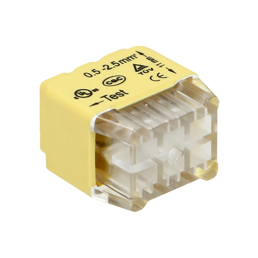 Installation push-in connector for 6 cables (rigid cable 0.75-2.5mm², IEC 300V/24A, blister pack 10 pcs.