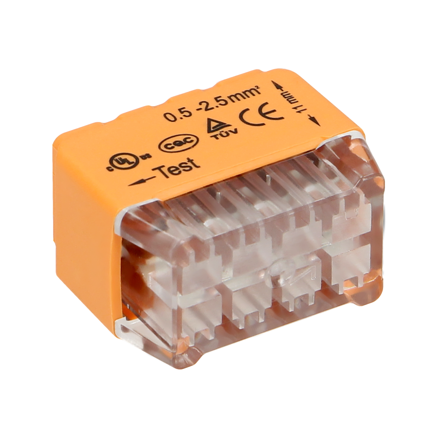 Installation push-in connector for 8 cables (rigid cable 0.75-2.5mm²), IEC 300V/24A, blister pack 8 pcs.