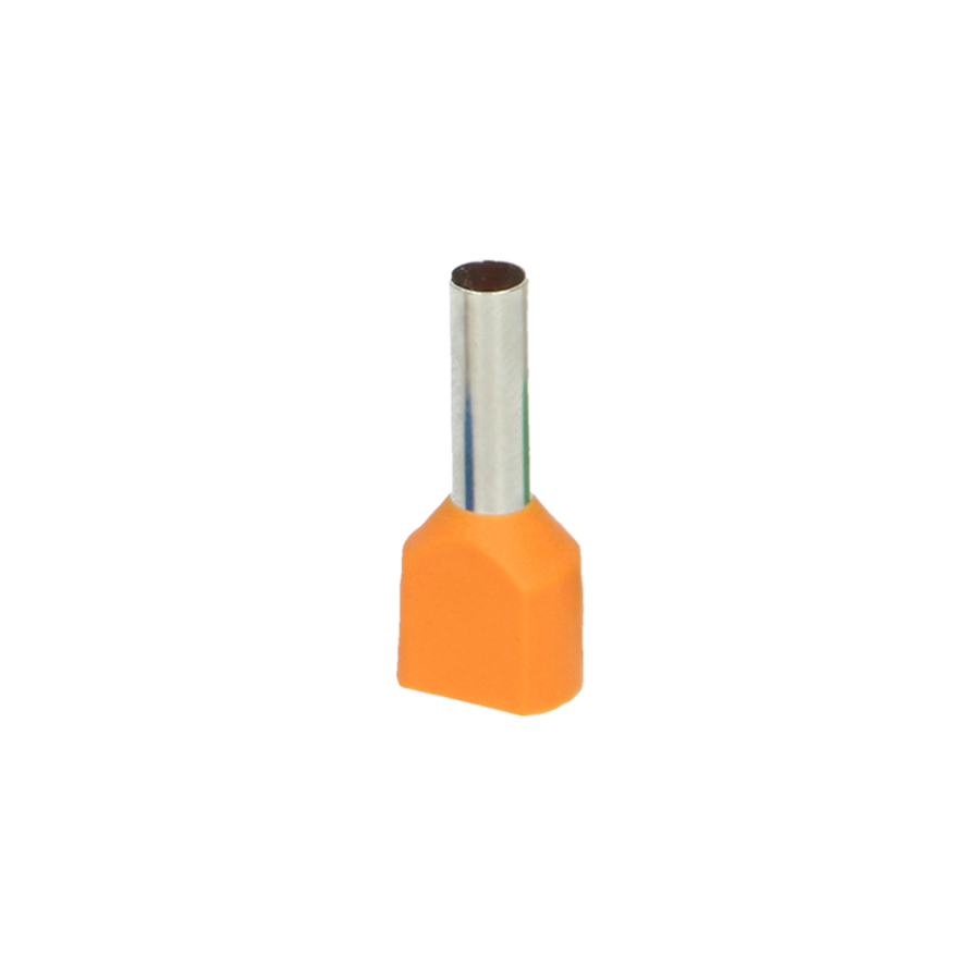 Insulated twin cable end terminals, max. section 4mm², copper sleeve length: 12mm, blister pack 25 pcs.