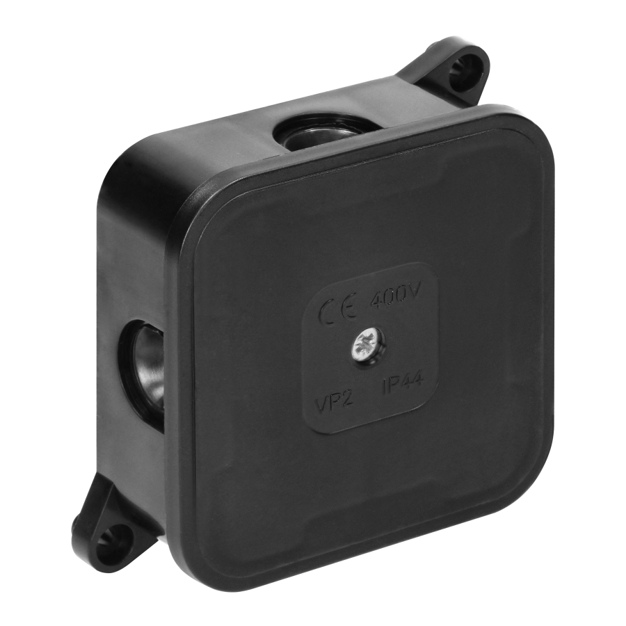 Surface-mounted junction box ECO IP44 400V 4 cable entries 85x85x35mm black