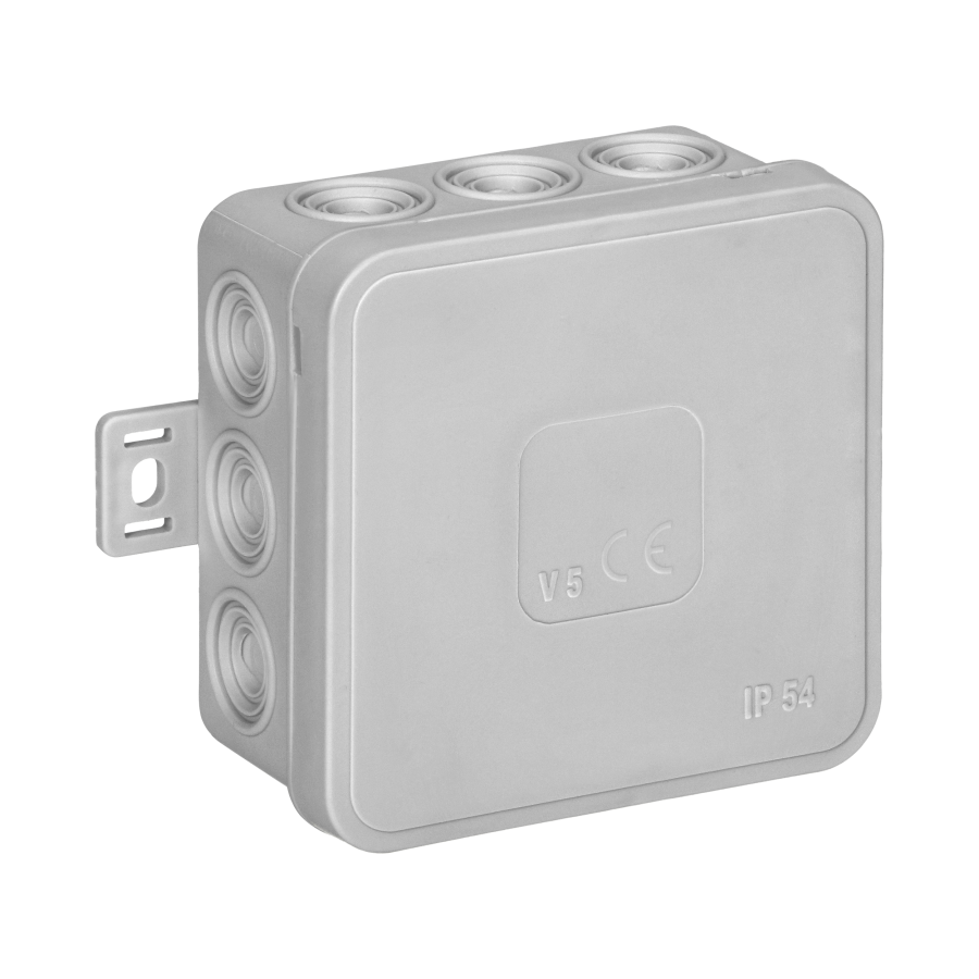 Surface-mounted junction box CLICK IP54 12 cable entries 75x75x41mm grey