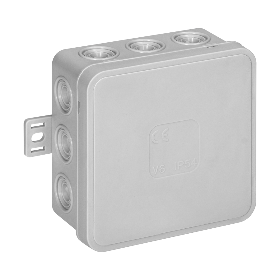 Surface-mounted junction box CLICK IP54 12 cable entries 85x85x41mm grey