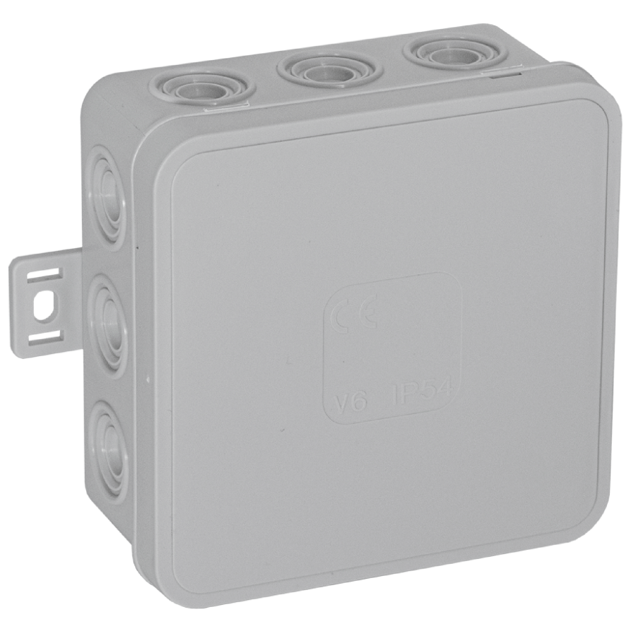 Surface-mounted junction box CLICK IP54 12 cable entries 85x85x41mm grey, 50 pcs