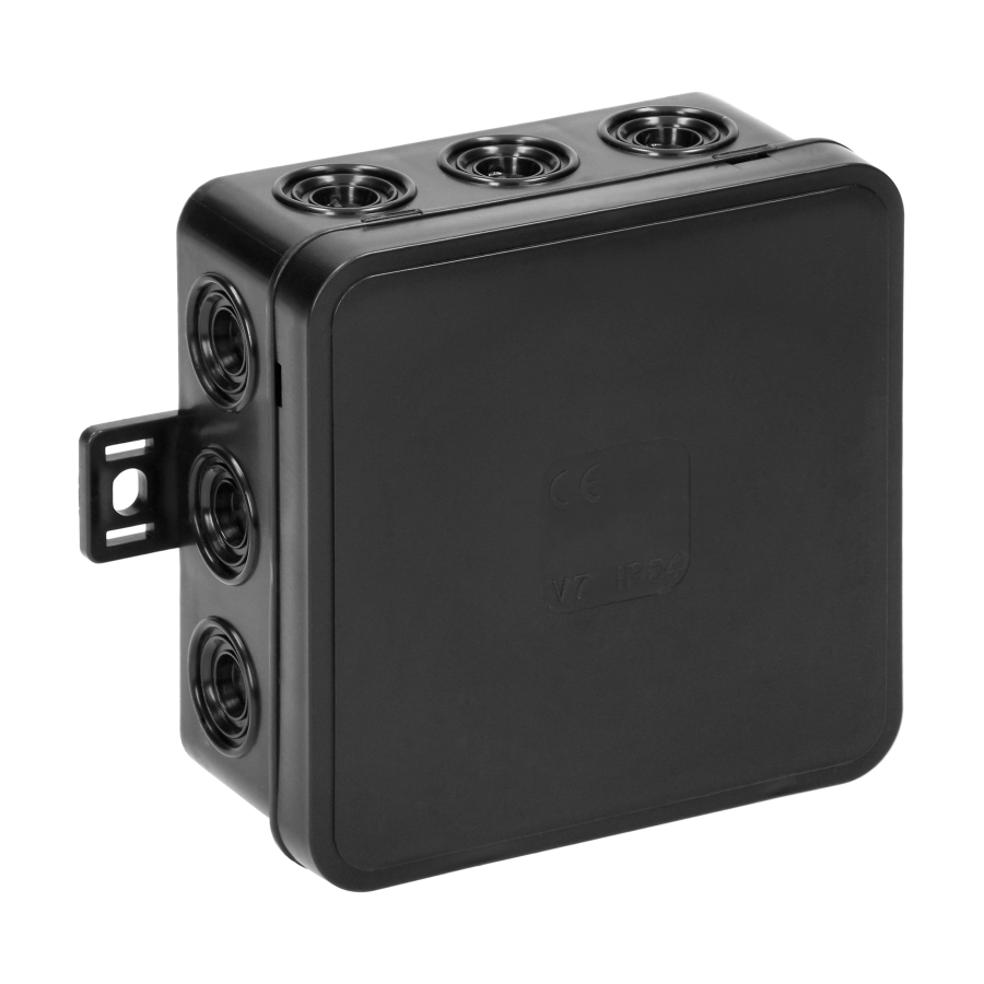 Surface-mounted junction box CLICK IP54 12 cable entries 100x100x41mm black