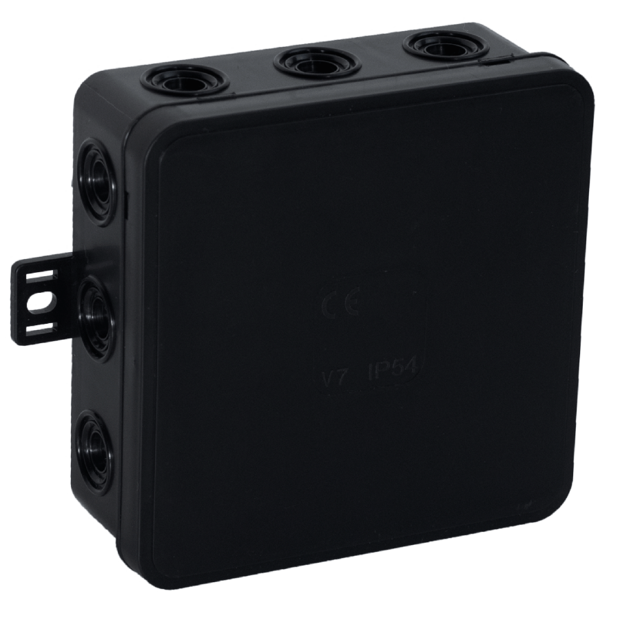 Surface-mounted junction box CLICK IP54 12 cable entries 100x100x41mm black, 32 pcs.