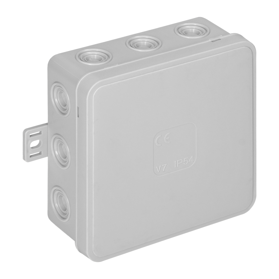 Surface-mounted junction box CLICK IP54 12 cable entries 100x100x41mm grey