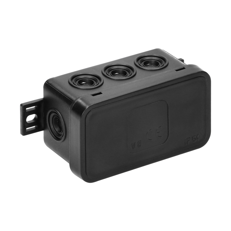 Surface-mounted junction box CLICK IP54 8 cable entries 80x45x41mm black