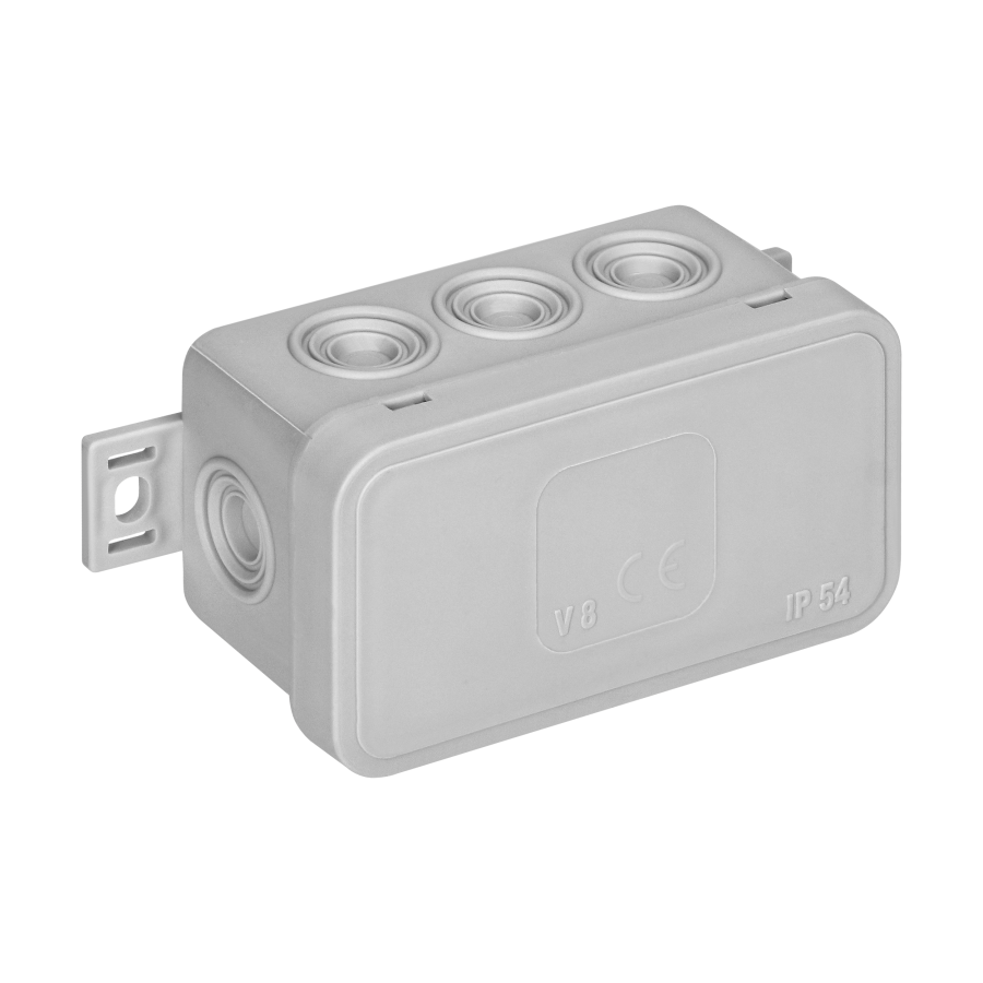 Surface-mounted junction box CLICK IP54 8 cable entries 80x45x41mm grey