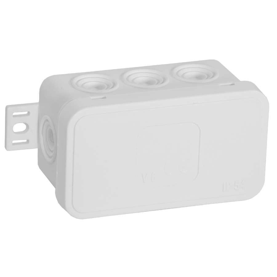 Surface-mounted junction box CLICK IP54 8 cable entries 80x45x41mm white, 100 pcs.