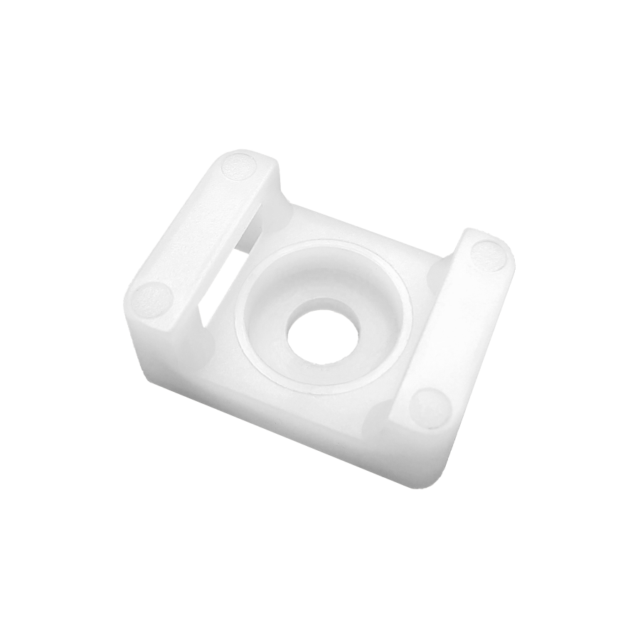 Saddle cable tie mount, screw-on, 16x11mm, mounting hole 3,2mm, white, 100pcs.