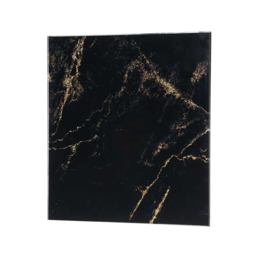 Glass panel, Universal, glossy marble black/gold colour