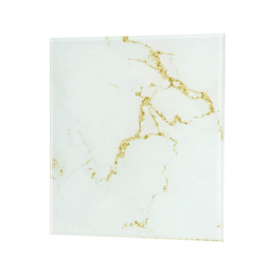 Glass panel, Universal, glossy marble white/gold colour