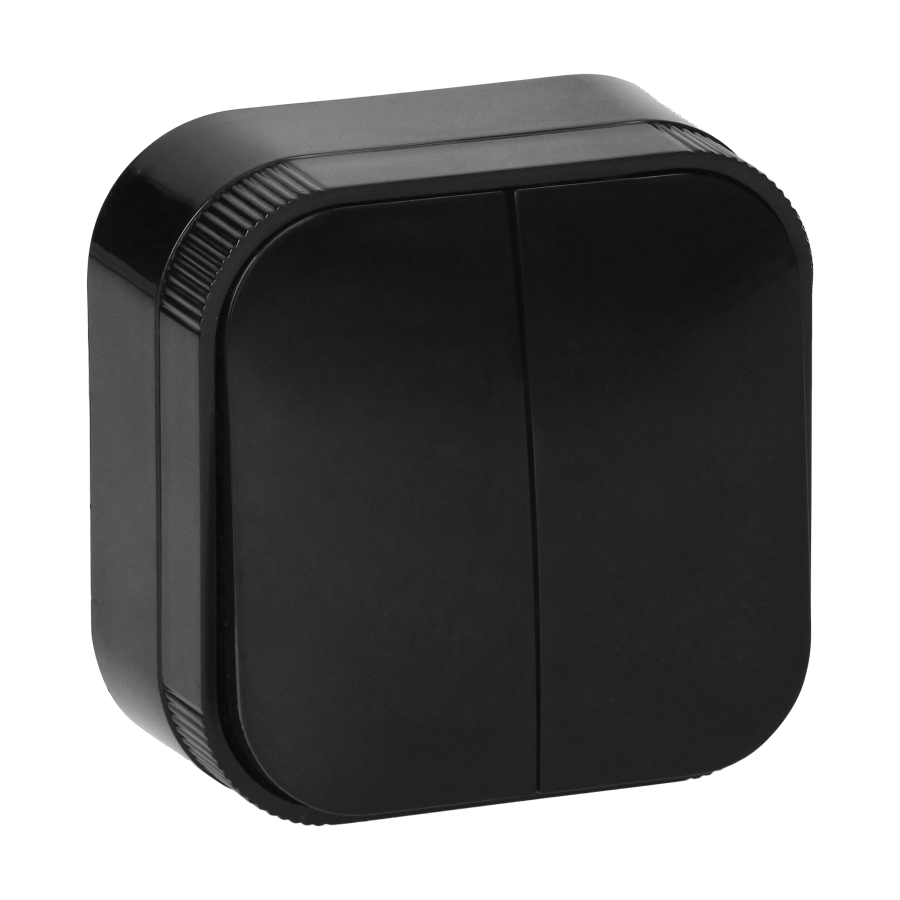 Surface-mounted two-gang switch ToDo IP20, black