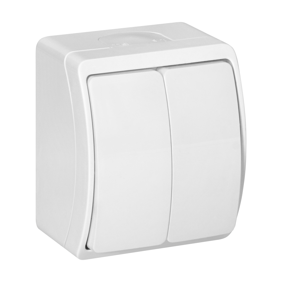 Surface-mounted two-button switch  AQUATIC IP44 white