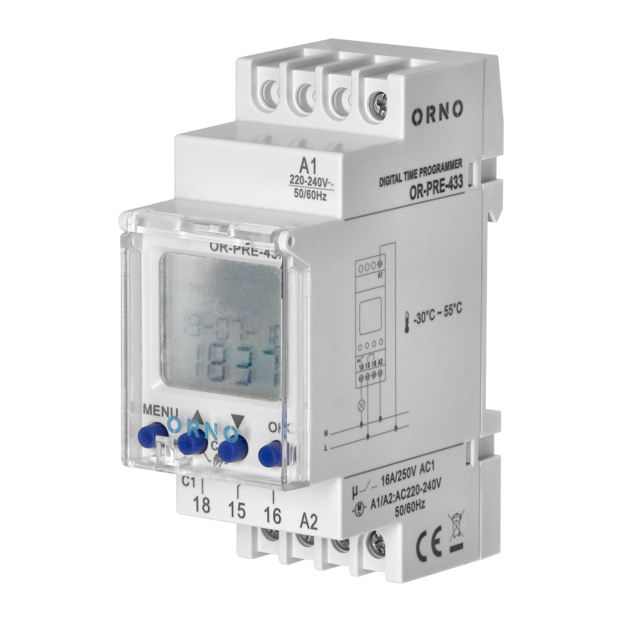 DIN rail weekly digital timer