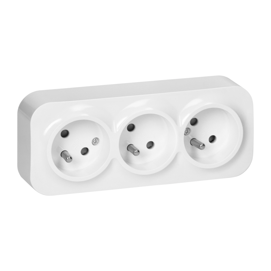 3-gang wall socket ToDo, 2P+E, IP20, 16A, 230V AC, white