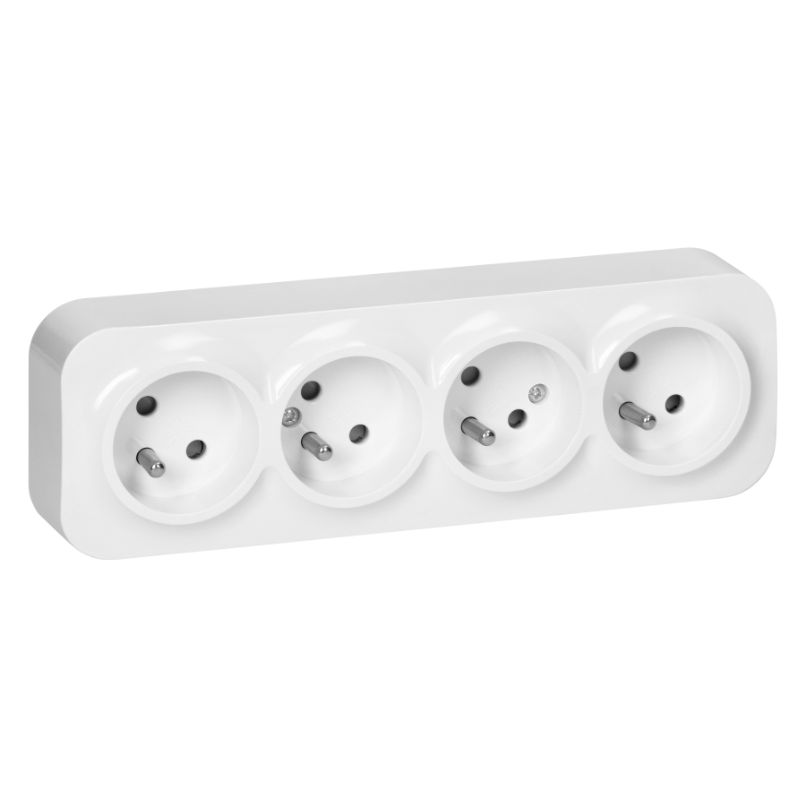 4-gang wall socket ToDo, 2P+E, IP20, 16A, 230V AC, white