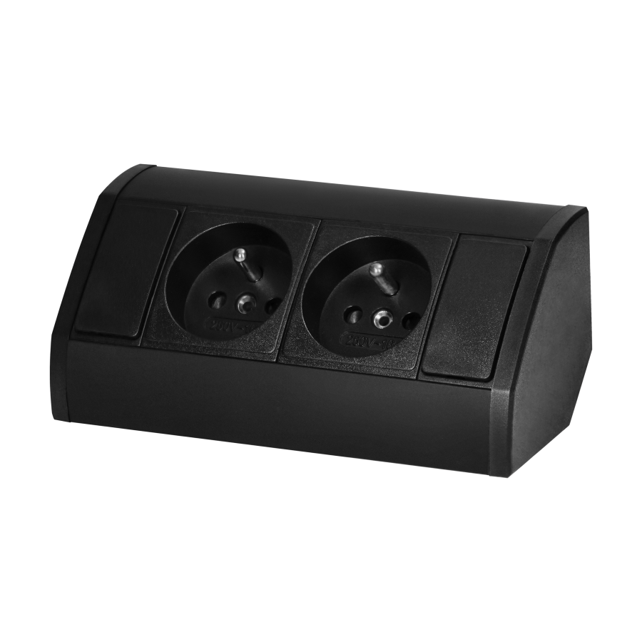 Furniture socket 2x2P+E, black