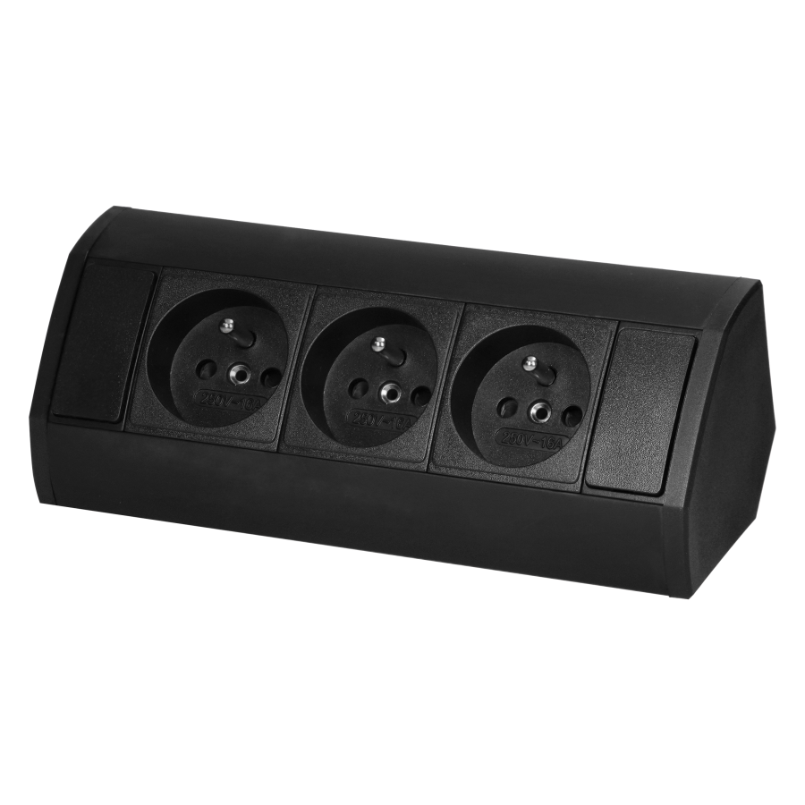 Furniture socket 3x2P+E, black