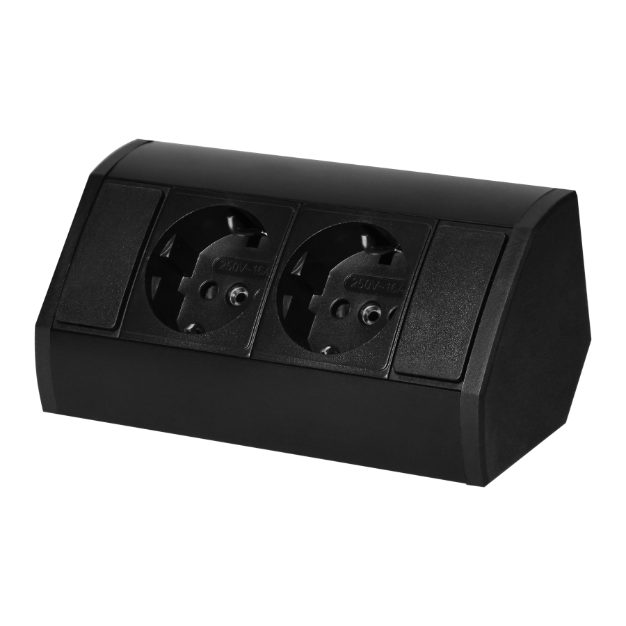 Furniture socket 2x2P+E (Schuko), black