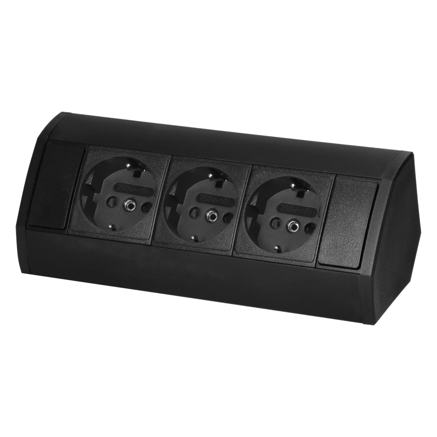 Furniture socket 3x2P+E (Schuko), black