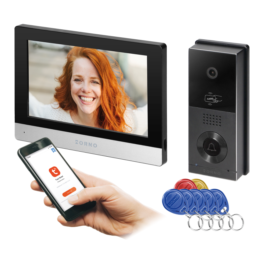 XIRAN single-family video doorphone set, 2-wire, 8", touch screen, Full HD, RFID