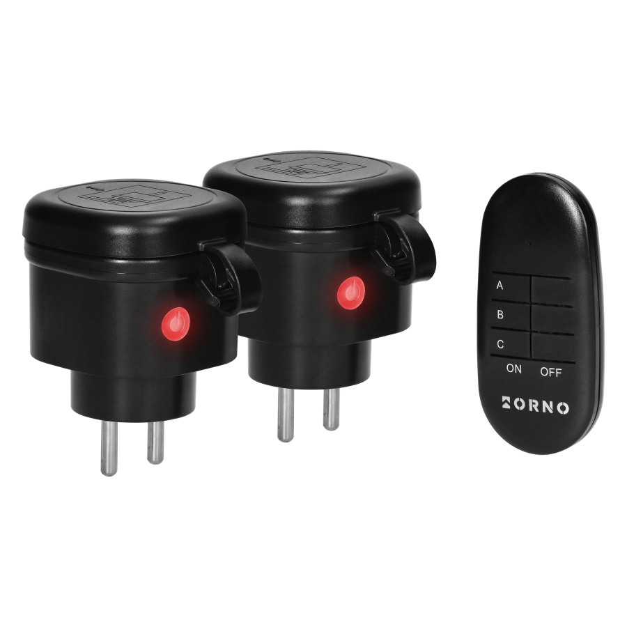 Set of wireless mini sockets with remote control 2+1, IP44