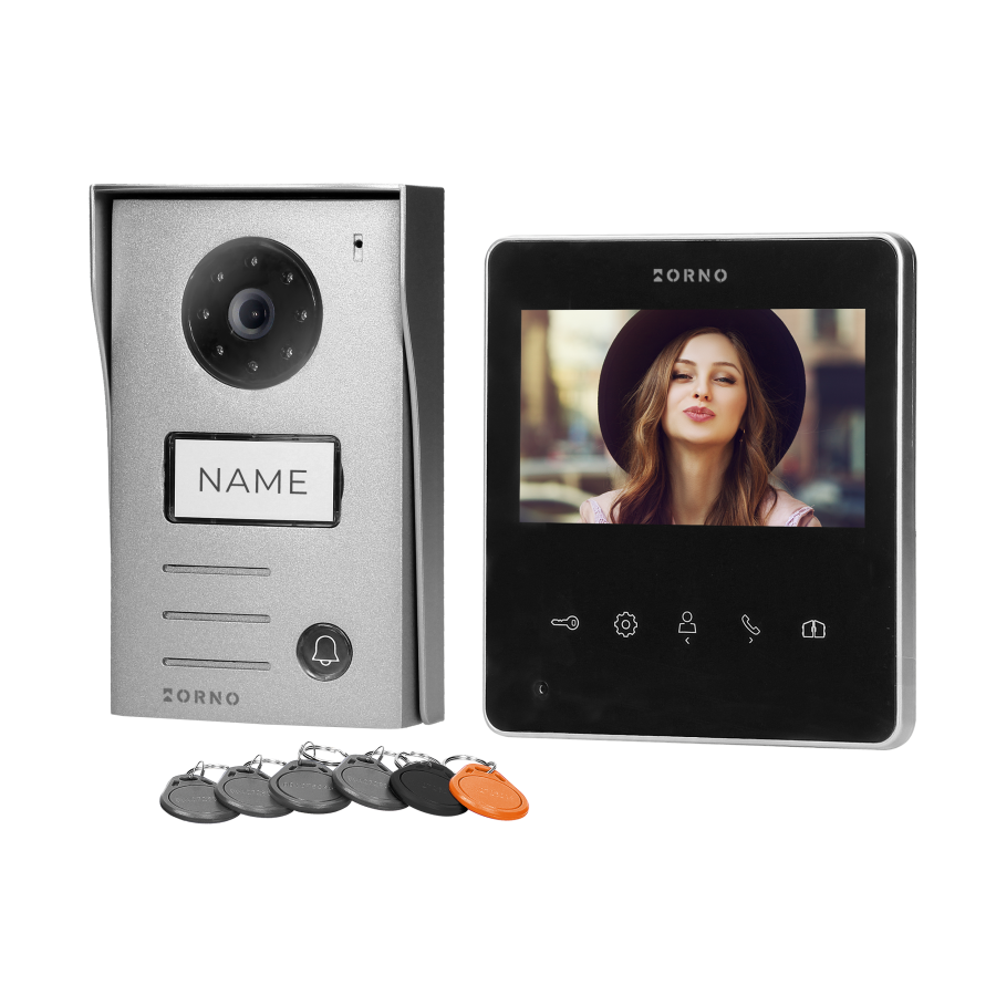  NAOS video doorphone set for 2-wires, handset-free, multicolor 4.3" LCD display, external panel with card and proximity...