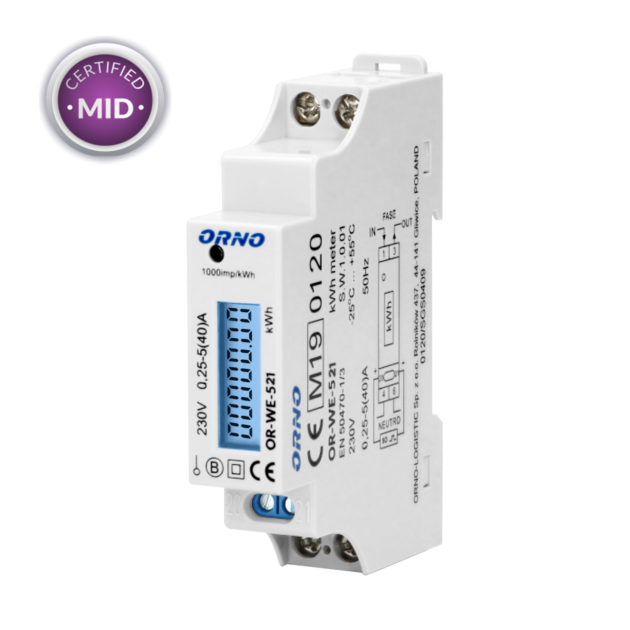 1-phase energy meter with MID certificate, 40A