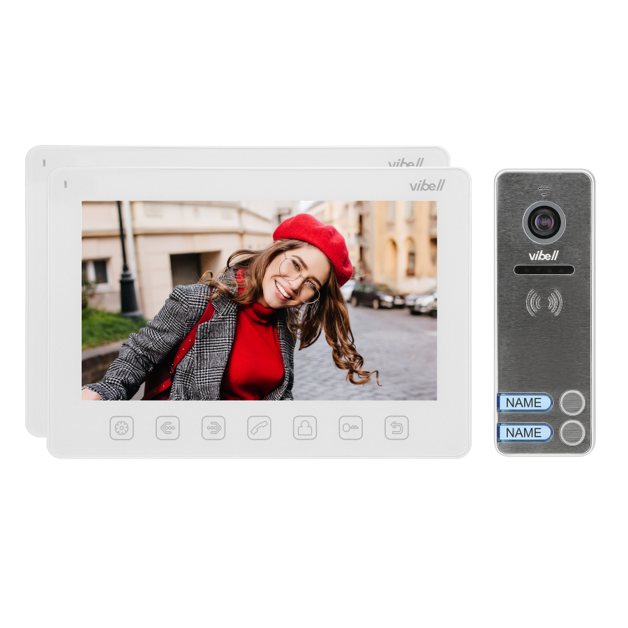 NOVEO MULTI2 two-family video door phone set, LCD 7" monitor, white