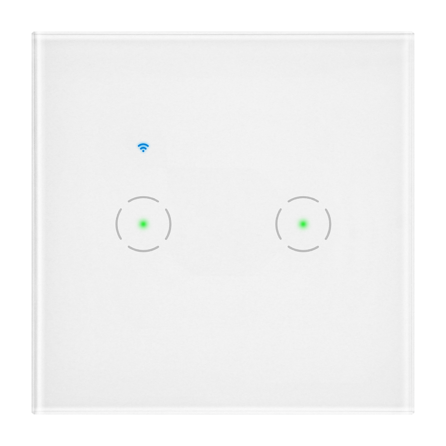 Tuya Smart Wi-Fi flush-mounted 2-gang switch, white