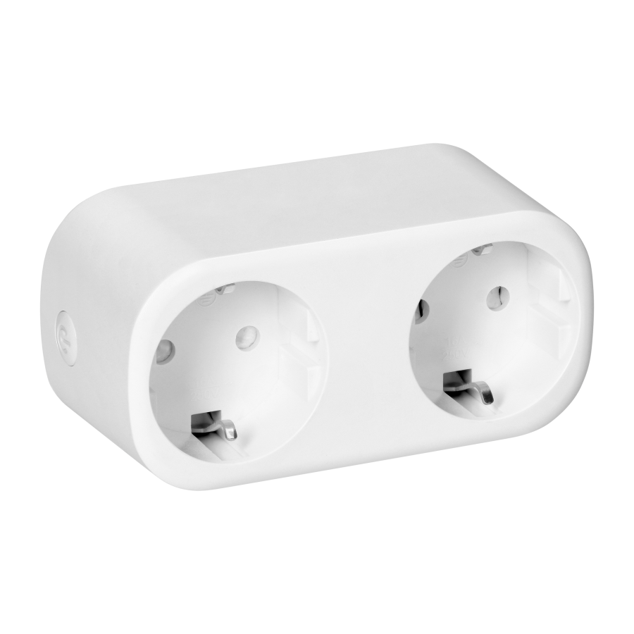 Tuya Smart Wi-Fi wireless double socket splitter, Schuko, white