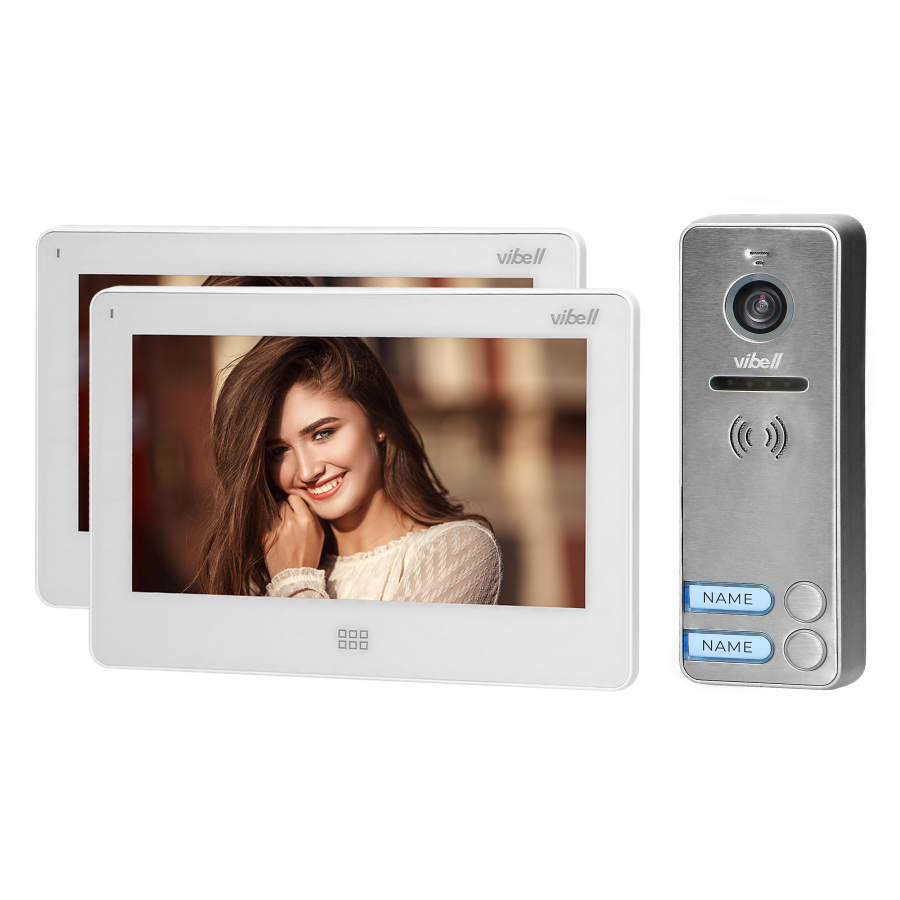 FELIS MEMO MULTI2 two-family video door phone set, LCD 7" monitor,SD+DVR slots, white