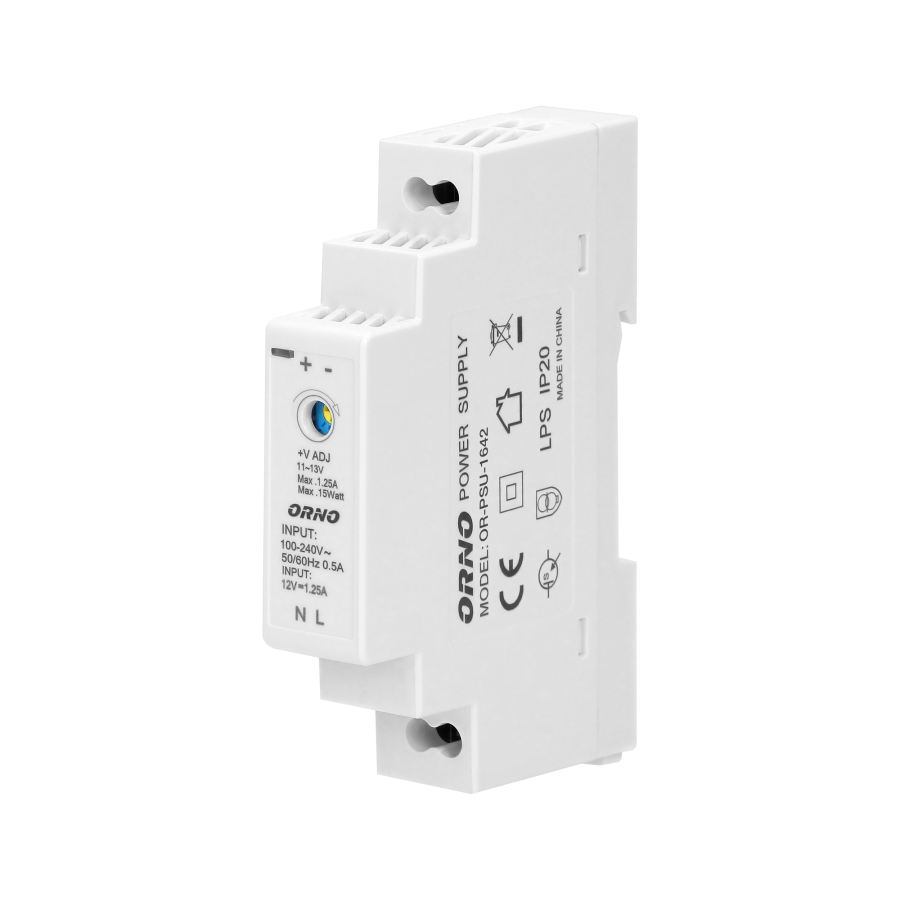 DIN rail power supply 12V DC 1.25A, 15W, width: 1 unit