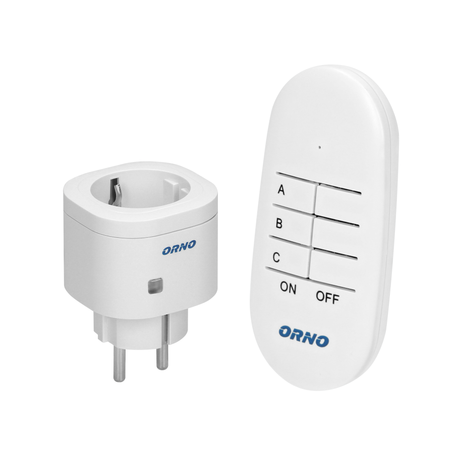 Mini wireless socket with remote control, 1+1, Schuko